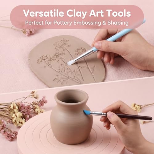 HJZHII 15 Pcs Silicone Clay Sculpting Tool, Modeling Dotting Tool | Polymer Clay Tools Dual-End Rubber Pens Modeling Dotting Tools for Painting DIY Handicraft Silicone Brush Sculpture Pottery