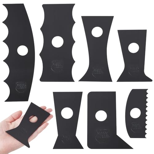 INFUNLY 7PCS Pottery Wheel Rib Tool 7 Sizes Shapes Plastics Pottery Tools Wave Curved Shaping Tool Clay Sculpting Utensil for Carving Ceramics Clay Potter Ribs Trimming Tools for DIY Pottery Modeling - style: 7pcs Irregular
