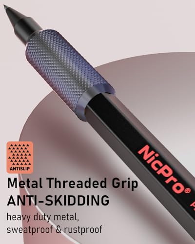 Nicpro 2mm Metal Mechanical Pencils Set with Case, 5 Pack Black | 65 Lead Refills (6B 4B 2B HB 2H 4H Color), Eraser, Weatherproof Metal Barrel, Heavy Duty Carpenter Pencil For Writing Drawing - size: 5 Pack