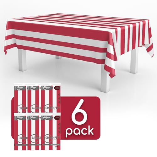 Grandipity Patriotic Theme 6 Pack Premium Disposable Plastic Tablecloth 54 Inch. x 108 Inch. Rectangle Table Cover - color: Patriotic, size: 54" x 108" - 6 Pack