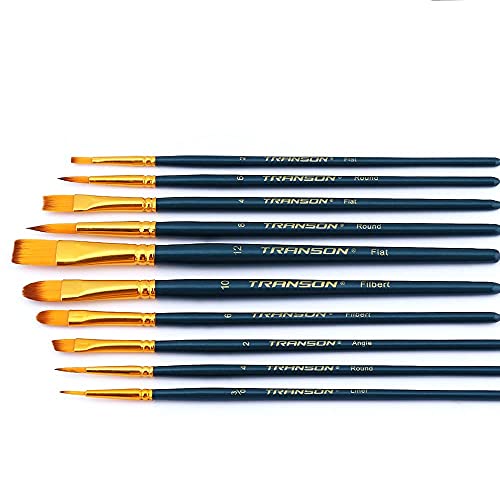 Transon 20pcs Bulk Artist Painting Brush Set for Acrylic Watercolor Gouache Hobby Craft Face Rock Painting Green Black - color: Green Black