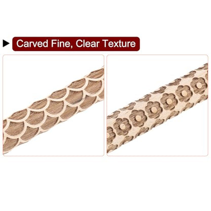 HARFINGTON 5pcs Wood Clay Roller 4"Flower Paw Print Hexagon Star Fan Pattern Rolling Pins Pottery Tools Wood Grain Texture Rollers for Clay Baking Dough Playdough DIY - style: Curves + Flowers + Paw Prints + Hexagons + Stars