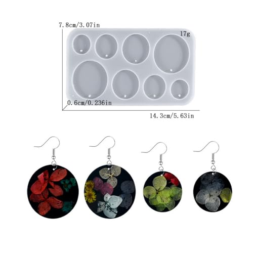 (Eight Sets) Silicone Resin Mold for Badge Reel Grips, Earrings, Studs, Keychains, Phone Grips, Magnets, Jewelry Casting