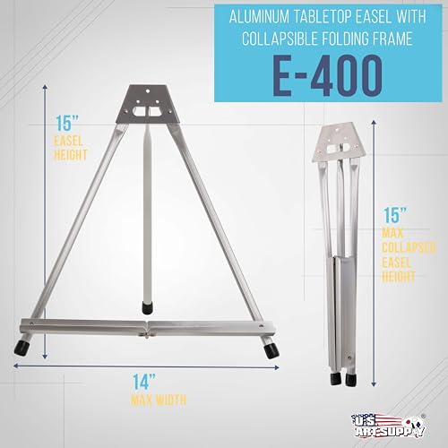 U.S. Art Supply 15-Inch Aluminum Tabletop Display Easel for Painting