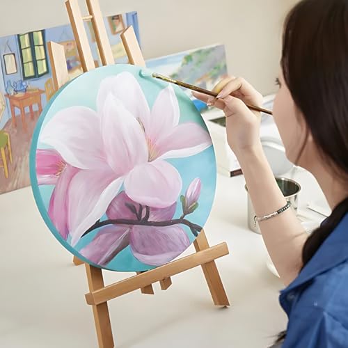 PHOENIX Round Stretched Canvas 6 Pack - 8, 10, 12 Inch Diameter (2 of Each) - 100% Cotton, 10 Oz Triple Primed White Blank Acid-Free Artist Shaped Canvases for Oil, Acrylic, Pouring Art - size: Round 8", 10" & 12", style: Studio Set (8 Oz.)