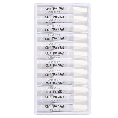 PATIKIL White Oil Pastels, 12Pcs Soft Oil Crayons Vibrant and Creamy Pastels Stick Art Supplies for Art Painting Drawing Blending Graffiti for Artists Beginners - color: White