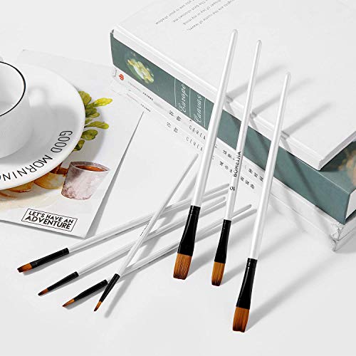 GETHPEN Flat Paint Brush Set for Acrylic Watercolor & Oil Painting,12pcs | Flat Paint Brush Set, Art Painting Brushes for Acrylic, Watercolor, Oil, Gouache, Craft, Detail, Face Body Painting - style: Flat