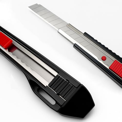 Gebildet 6pcs Professional Cutter - 9mm Snap Off Blades / 60 Degree Foil/Utility/Graphic Knife Set - Ideal for Foils, Wallpaper, Crafts, Cartons - color: Red-e1647