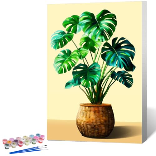 Framed Paint by Numbers Kit for Adults, Tropical Plant Decor 8x12 Inch | Paint by Number with Frame, DIY Acrylic Painting Kit for Relaxation, Easy for Beginners, Wall Decor Gift for Nature Lovers - color: OPFUS2508-06