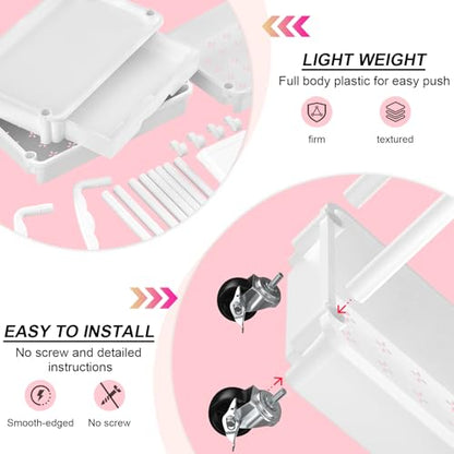 Goovilla 3 Tier Rolling Utility Cart Organizer with Removable Drawer, White | Stable and Sturdy Rolling Storage Carts with 2 Lockable Wheels for Bathroom, Kitchen, Snack, Craft, Makeup, Baby Essentials - size: 3 Tier, style: White