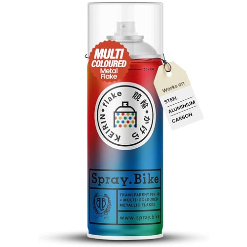 Spray.Bike Keirin Flake Finishing Coat - Kirakira Multi, 400ml | Metal Flake Spray Paint Coating | Glitter Spray Paint Topcoat for Steel, Aluminum - color: Flake Multi