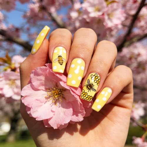 PH PandaHall 3pcs Bees Nail Stamping Plates Rabbit Honeybee Nail Art Templates Honeycomb Sunflower Nails Art Stencils Honey Pot Nails Design Stamp for Women Spring Easter Manicures Salon DIY Printing - style: Bees