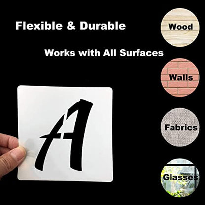 3 Inch Alphabet Letter Stencils for Painting - 70 Pack Letter and Number Stencil Templates with Signs for Painting on Wood, Reusable Numbers and Letters Stencils for Chalkboard Wood Signs & Wall Art - size: 3 Inch