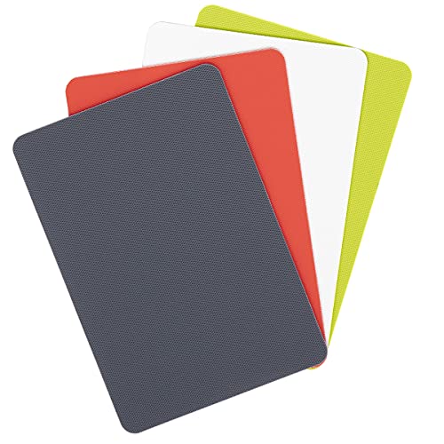 Dexas Heavy Duty Cutting Board Grippmat, Flexible Cutting Boards for Kitchen, Set of 4, Non Slip Plastic Board Cutting Mat 5.5 by 8 Inches Gray, Red, White and Green Set, Kitchen Gadgets - color: Gray/ Red/ White/ Green, size: 5.5 x 8 inches