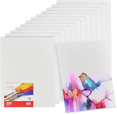 Artlicious Small Canvases for Painting - Pack of 12, 5 x 7 Inch Blank White Canvas Boards - 100% Cotton Art Panels Mini Canvas Bulk for Oil, Acrylic & Watercolor Small Canvas for Painting - size: 5x7" - 12Pcs
