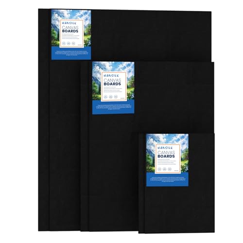 6pk Black Canvas Panels for Painting, 100% Cotton Pre-Primed Canvas Boards 5x7 9x12 12x16, Blank Black Canvases for Acrylic Oil Watercolor, Art Supplies for Artists Kids Adults - color: black, size: 5x7/9x12/12x16