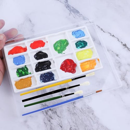14 Wells Ceramic Artist Paint Palette, Travel Watercolor Palette - Compact and Durable Wet Palette for Travel,On-site Sketching and Painting - color: White-14