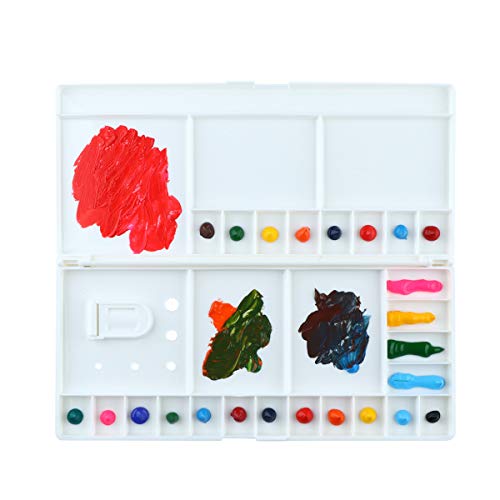 Transon Large Paint Palette Box 29 Color Mixing Wells with 1 Liner Brush - size: 29 Wells