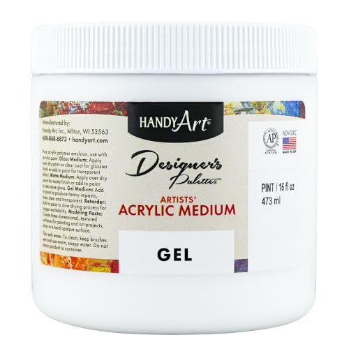 Handy Art Acrylic Gel Medium, 16 oz, Increase Viscosity, Transparent Finish - color: Gel Medium, size: 16 Fl Oz