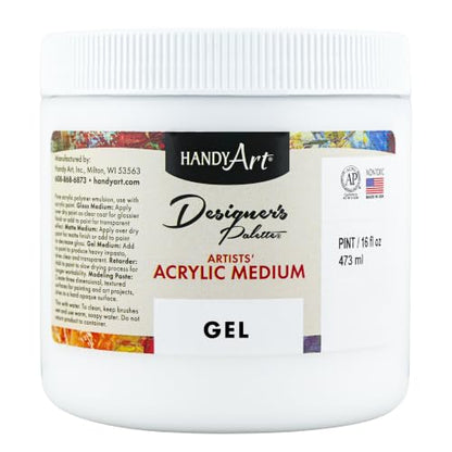 Handy Art Acrylic Gel Medium, 16 oz, Increase Viscosity, Transparent Finish - color: Gel Medium, size: 16 Fl Oz