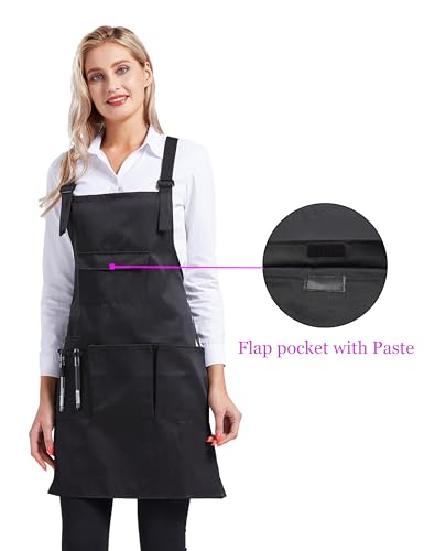 Nanxson Apron with Pockets Cross Back Apron for Hair Stylist Gardening - color: Black