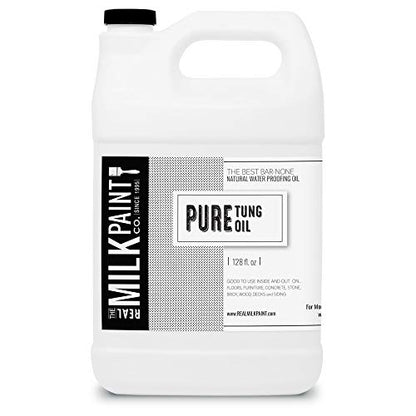 Real Milk Paint, Pure Tung Oil for Wood Finishing, Cutting Boards, Outdoor Furniture, Butcher Blocks, Wood Flooring, Food Grade, Waterproof, 1 Gallon - size: 128 Fl Oz (Pack of 1)