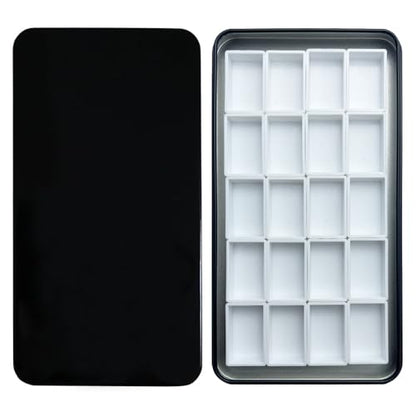 Watercolor Tin Palette with 20Pcs Empty Full Pans, Magnetic Squares | Lightweight Paint Tray Palettes, With 3ml Pans and 3M Magnetic Squares, DIY Art Palettes, Paint Holder, Painting Palette - color: Black, size: Pack of 20 Full Pans