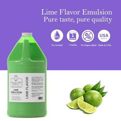 Collective Aromas Co. Lime Emulsion for Baking, Zesty Lime Flavoring Emulsion, Heat Stable Bakery Emulsion for Cakes, Cookies, Desserts & Beverage Applications, Concentrated Baking Flavor, 1 Gallon - size: Lime - 1 Gallon (128 fl oz)