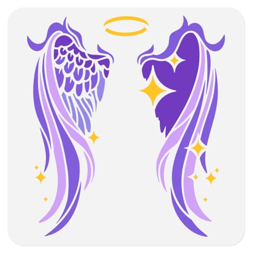 Angel Wings Stencil for Painting 11.8 x 11.8 Inch Reusable Plastic Stencil for Painting on Wall Wood Furniture Fabric Canvas, DIY Craft Stencils - style: Angel Wings