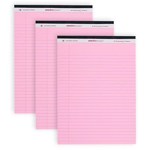 ROARING SPRING Enviroshades Pink Legal Pads, 3 Pack, Legal Ruled Recycled Colored Writing Note Pads, 8.5" x 11", 50 Sheets, Perforated Paper, Made in USA, Memo Pad For School & Office - color: Pink, style: 3 Pack