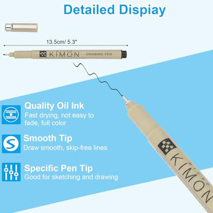PATIKIL Micro Pen Fineliner Pens, 8Pcs 0.5mm Fine Point Drawing Pens Waterproof for Archival Artist Calligraphy Illustration Journaling Sketch, Black - size: 0.5mm