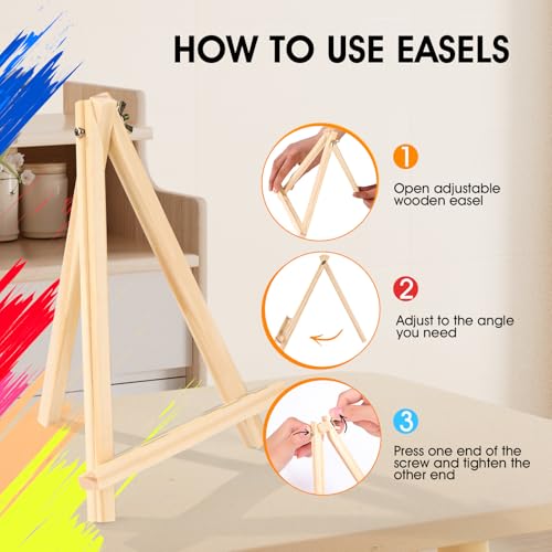 26 Pack 9 Inch Wood Easels, Easel Stand for Painting Canvases | Art and Crafts, Tripod Painting Party Easel, Kid Student Tabletop Easels for Paint, Portable Canvas Photo Picture Sign Holder - style: 26 Pack