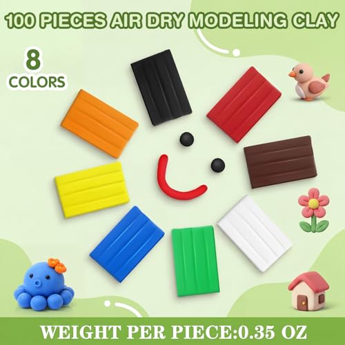 VioraWhite 100 Pcs Air Dry Clay Bulk Modeling Clay for Kids Lightweight Foam Modeling Clays DIY Molding Clays for Kids Adults Crafts Gifts School Project Supplies (Multicolored) - color: Multicolored