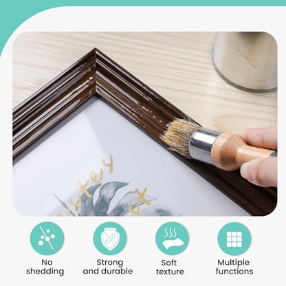 Mister Rui Chalk Wax Paint Brush, 3pcs, Chalk Paint Brushes for Furniture, Small Wax Brush for Acrylic Paint, Milk Paint, Natural Bristles Stencil Brushes, No Shedding (Pack of 2) - size: 3PCS, Small (Pack of 2)