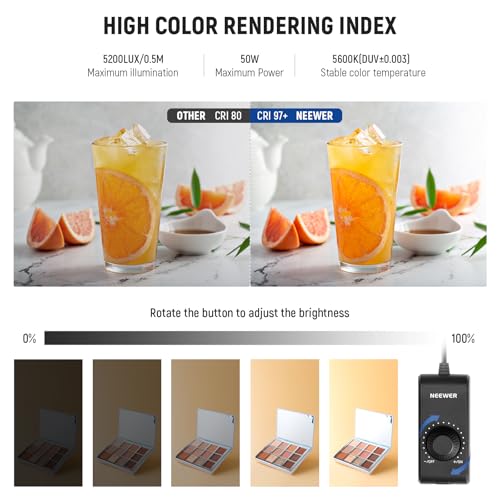 NEEWER 50W Upgraded Photo Studio Light Box, 24"x24" Portable Folding Photography Lightbox, 4 Backdrops, 5600K 160 LEDs 5200lx/0.5m Dimmable Picture Booth Shooting Tent for Jewelry Electronics, LP60