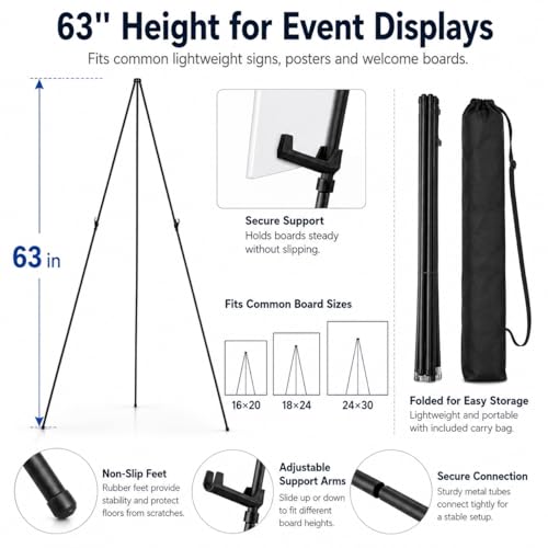 RRFTOK 63 Inch Easel Stand for Sign, Poster Stand and Wedding Sign - style: 63B