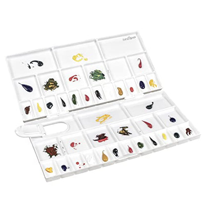 Zahepa Large Paint Palette Box with Lid, 24 Wells, Watercolor Mixing Tray | Foldable Travel-Friendly Design With Thumb Hole And Secure Locking Latch For Acrylic Mediums, Students, And Classrooms - style: Rectangle - 41 Compartments