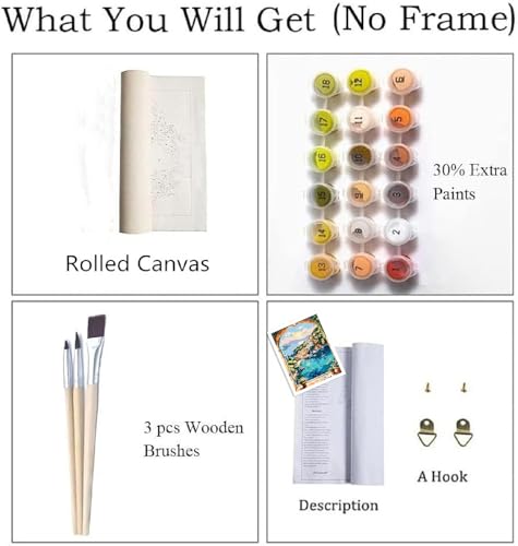 ZRIZQ Landscape Paint by Numbers Kit for Adults Beginner,Scenery,16x20 | Full set with wooden brushes,rolled canvas,rich paints.Calming activity.Beginner friendly.Just open and paint. - color: 16"X20"Rolled Canvas(Frameless)-Landscape 13