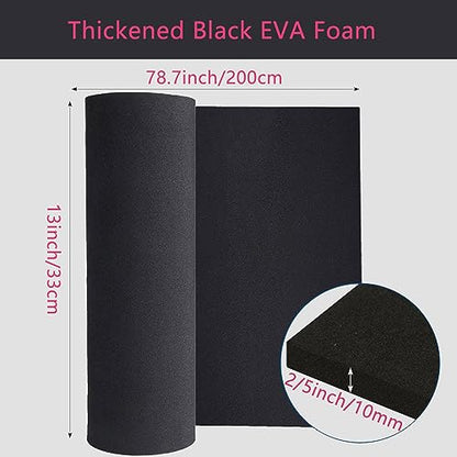 Acrux7 10mm EVA Foam Sheets, 13” x 78” EVA Foam Cosplay Foam, Black Foam Sheets for Crafting Model, Cosplay, DIY Projects