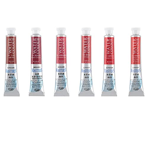 Marie's Masters Quality Watercolor Paint - Reds, 9 mL (Set of 6) - Concentrated Color, Pure Pigments, High Lightfastness Ratings - color: Reds