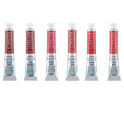 Marie's Masters Quality Watercolor Paint - Reds, 9 mL (Set of 6) - Concentrated Color, Pure Pigments, High Lightfastness Ratings - color: Reds