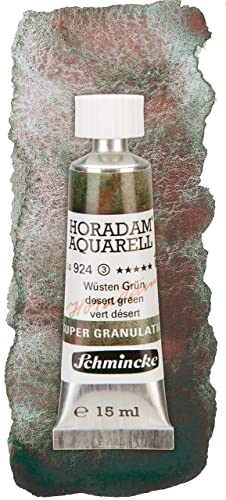 Schmincke - HORADAM® AQUARELL, Super Granulation, 14 924 006 Desert Green, 15 ml tube, very strong granulating colors, finest, super granulating watercolors | 15 ml - color: 924 desert green, size: 0.51 Fl Oz (Pack of 1)