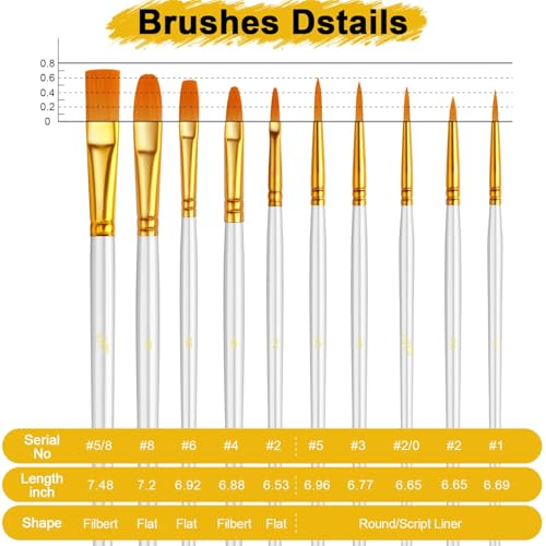 Acrylic Paint Brushes Set, 160Pcs Round Pointed Tip Artist Paintbrushes for Acrylic Painting Oil Watercolor Canvas Boards Rock Body Face Nail Art, Halloween Pumpkin Ceramic Crafts Supplies，White - color: White, size: 16 Pack