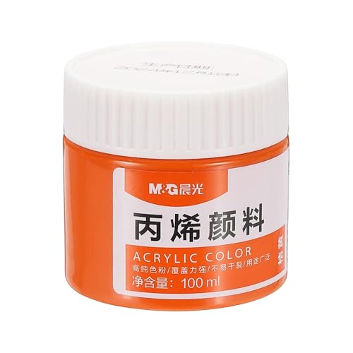 PATIKIL M&G Acrylic Paint, 3.38 Fl Oz(100ml) Matte Finish Rich Pigments Waterproof Art Painting Supplies for Fabric Canvas Wood Leather Stone Cloth, Bright Orange - color: Bright Orange