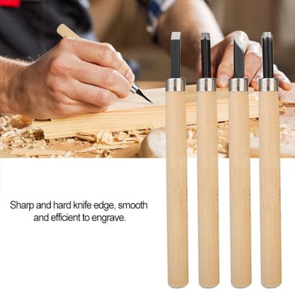 4-Piece Wood Carving Knife Set for Rubber Stamps, #1 | Steel Blades, Smooth Wooden Handles, Model 1 Sizes, 1.5 Mm Flat Round Corner, 2 Mm Oblique, Craft Projects - size: #3