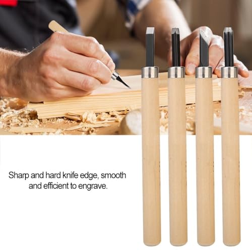 4-Piece Wood Carving Knife Set for Rubber Stamps, #1 | Steel Blades, Smooth Wooden Handles, Model 1 Sizes, 1.5 Mm Flat Round Corner, 2 Mm Oblique, Craft Projects - size: #3