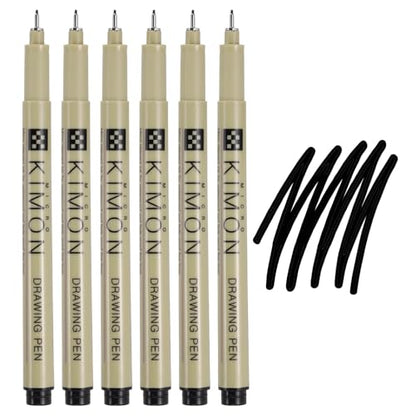 PATIKIL Fineliner Pens, 0.5mm Fine Points Drawing Pen Waterproof Inking Markers Liner Artist Watercolor Supplies Drawing Kit for Adult Sketching Journaling, Pack of 6 - style: 0.5mm Fine Points