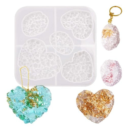 Crystal Stones Pendant Resin Molds, 5-Cavity Necklace Jewelry Silicone Molds for Epoxy Resin, DIY Casting Craft Mold for Keychain Jewelry Making