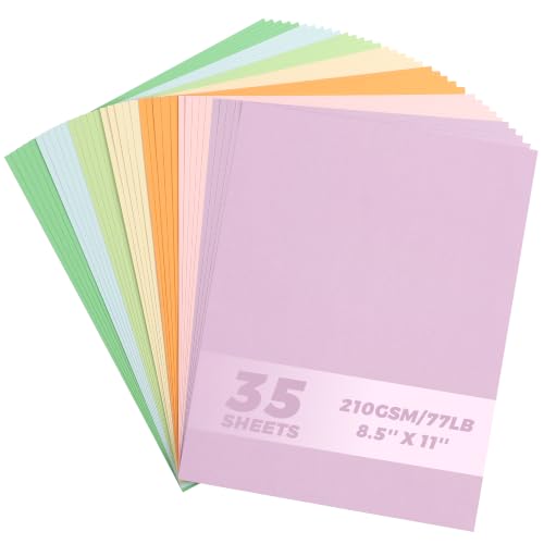 35 Sheets 7 Colors Cardstock - Pastel 8.5'' x 11'' 77lb/210gsm - color: 7 Colors