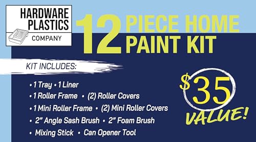 12 Piece Home Paint Kit - Brush, Paint Tray, Liner, Roller, Mini Roller Painting Supplies, Foam Brush, House Painting Tray, Painting Tools, Roller and Paint Brushes, Interior Paint Brushes
